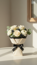 Classic medium bouquet with cream-and-black packaging